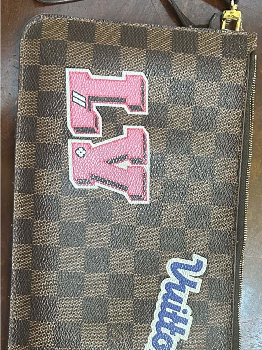 Louis Vuitton Damier Ebene Wristlet Pouch (Custom Design) - Picture 2 of 11